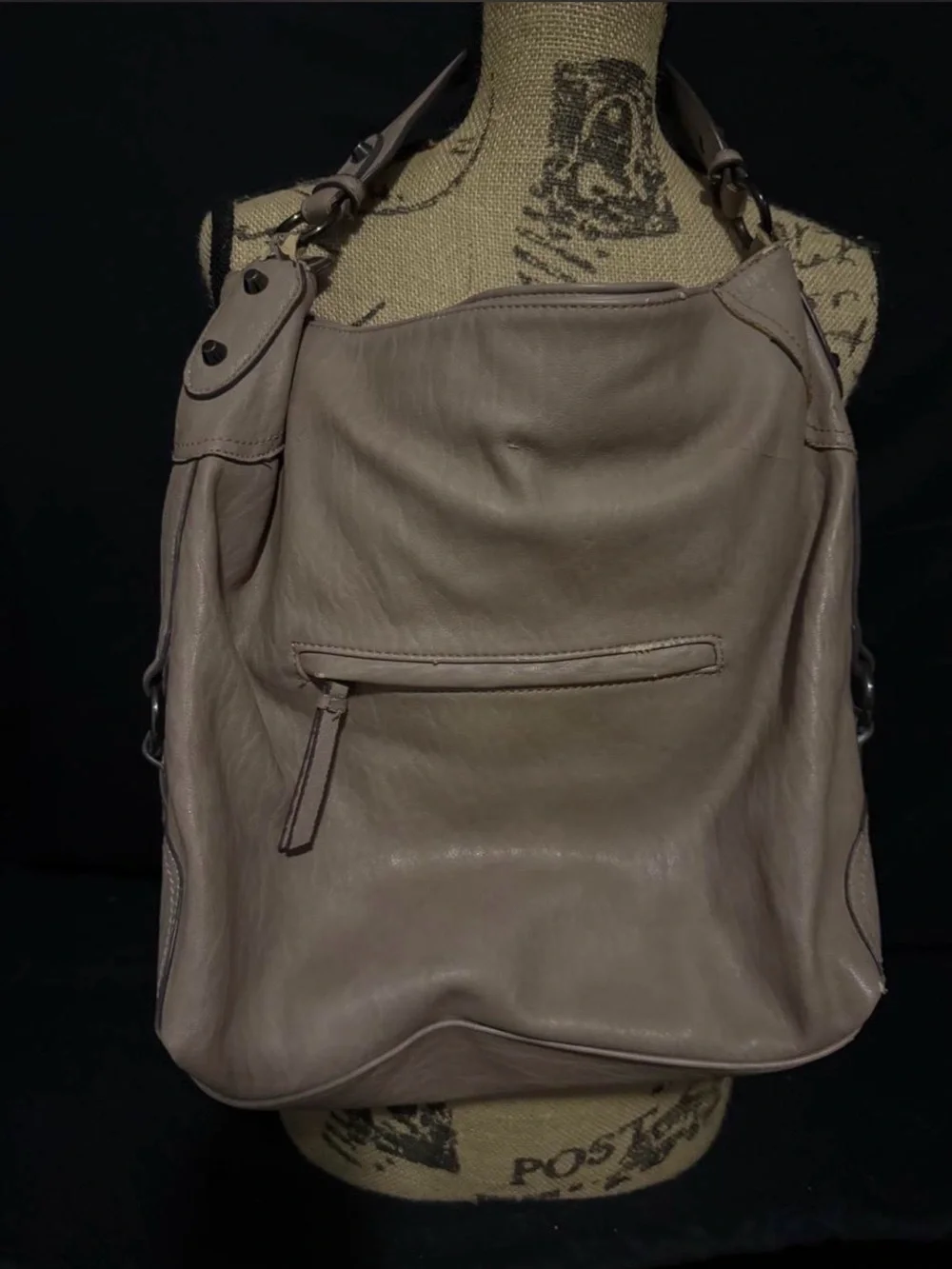 Jessica Simpson Taupe Gray Leather Shoulder Hobo